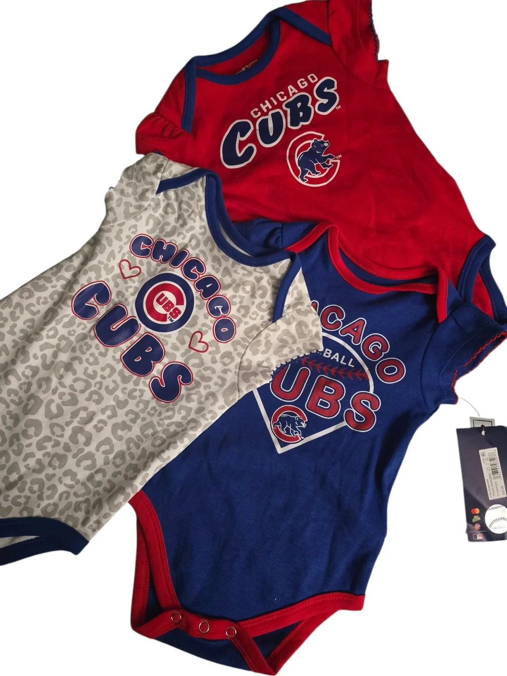 Genuine Merchandise Chicago Cubs Red Blue White Baby Bodysuit 3-Pack